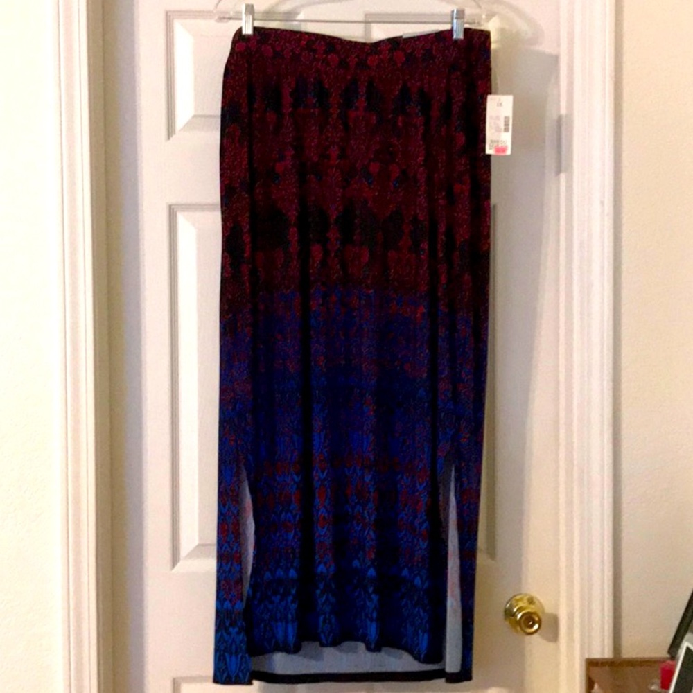 Catherines Vibrant Red and Blue Maxi Skirt